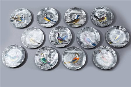 PIERO FORNASETTI<BR>Milano 1913 - 1988<BR>Dodici paitti della serie Le Arpie