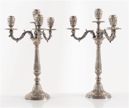 MAZZA ALFREDO & C. S.n.c., prima metà del XX secolo. Coppia di candelabri in...