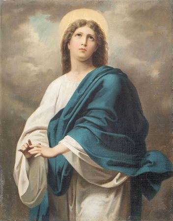Maestro del XIX secolo "Giovane Gesù". Olio su tela. Cm 69x55.