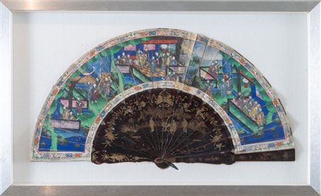 Ventaglio. Canton, XX secolo. Cm 27,5x52,5.