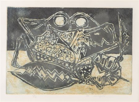 LUCIANO MINGUZZI (Bologna 1911 - Milano 2004) "Senza titolo". Litografia a...