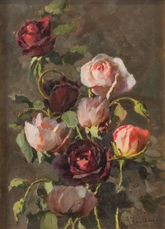 AGOSTINO ZUCCHINI (Fiesso di Budrio 1894 - Bologna 1972) "Rose", 1969. Olio...