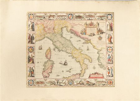 Joannes Janssonius (Arnhem, 1588-1664) Tabula Italiae. Stampa antica. Cm...
