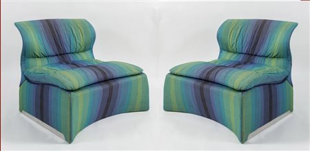 GIOVANNI OFFREDI Coppia di poltrone in tessuto Missoni modello Vela Bassa....