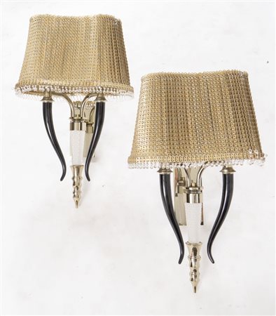 VISIONNAIRE Coppia di applique in acciaio cromato, alluminio e vetro con...