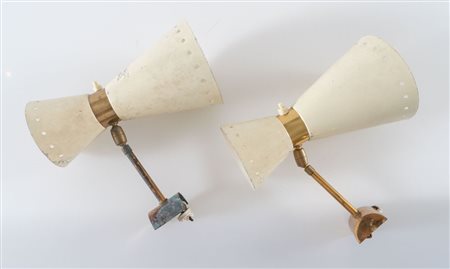 Coppia di applique in ottone e alluminio. Lievi difetti. Prod. Italia, 1950...