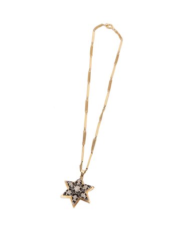 Collana in oro 18k con ciondolo in oro e argento a forma di stella sormontata...