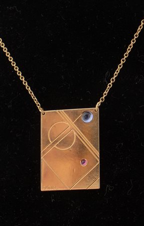 MARIO RADICE Scultura gioiello in oro giallo 18k con placca centrale...