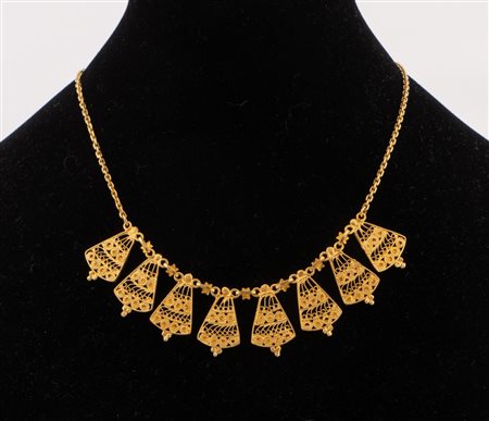 Manifattura artigianale, Libia. Collana in oro giallo 18k. Gr 35,45
