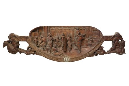 Frammento di carretto in legno di noce