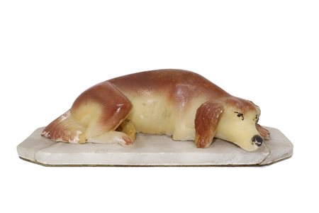 Cane in alabastro policromo