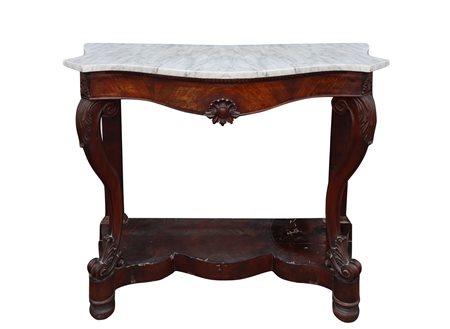 Console in legno di piuma di mogano, Mid 19th century