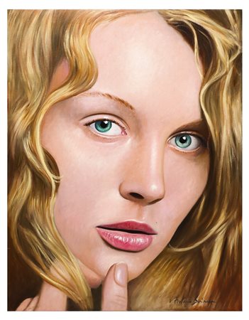 Antonio Sciacca (Catania 1957)  - Viso di ragazza con gli occhi verdi