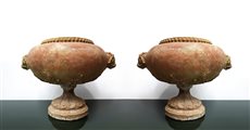 Coppia di vasi in cotto con manici leonini, Nineteenth century