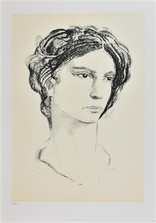 Pietro Annigoni RITRATTO litografia su carta, cm 70x50; es. 90/100 firma