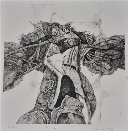 Imer Guala ICARO incisione su carta, cm 69x49 (lastra cm 32x32); es. P.A....