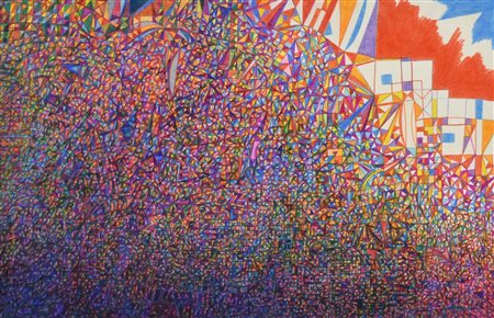 Enzo Branca SENZA TITOLO matite colorate su carta, cm 28,5x45 sul retro: firma