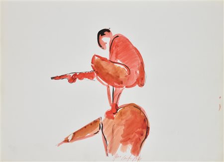 Piero Cerato L'OSTACOLO tecnica mista su carta, cm 39x54 firma e data sul...