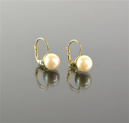 COPPIA DI ORECCHINI A MONACHELLA IN ARGENTO DORATO CON PERLE in argento...