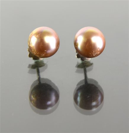 COPPIA DI ORECCHINI CON PERLE ROSATE orecchini a vite con perle imitazione...