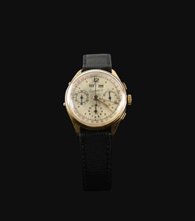 EBERHARD DATOCOMPAX CRONOGRAFO CALENDARIO COMPLETO IN ORO ROSA 1950 CIRCA...