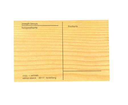 Joseph Beuys HOLTZPOSTKARTE 1974 multiplo in legno, cm 10,5x15x3,3