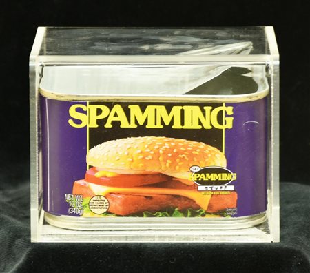 Andrea Francolino MULTIPLO SPAMMING lattina spamming in alluminio entro teca...