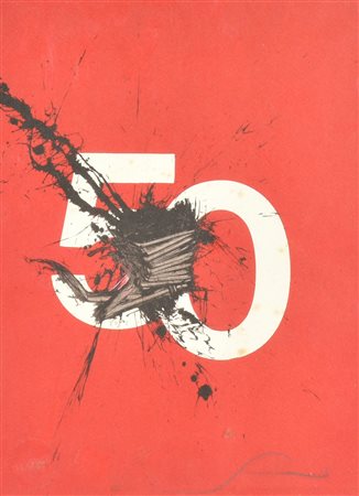 Emilio Scanavino SENZA TITOLO riproduzione litografica su cartoncino, cm...