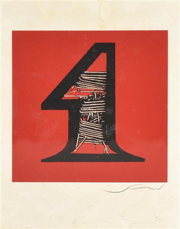 Emilio Scanavino NUMERO UNO riproduzione litografica su cartoncino, cm...