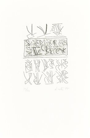 Riccardo Licata SENZA TITOLO incisione su carta, battuta cm 15x12, su foglio...
