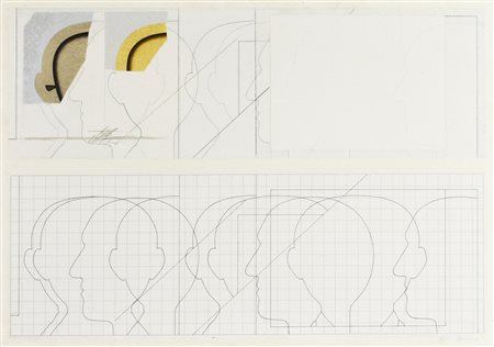 Angelo Cagnone TESTE tecnica mista e collage su cartoncino, cm 50x70 firma e...