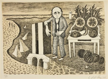 Giuseppe Viviani SOLITUDINE litografia su carta, cm 60x80; es. 56/195 firma e...