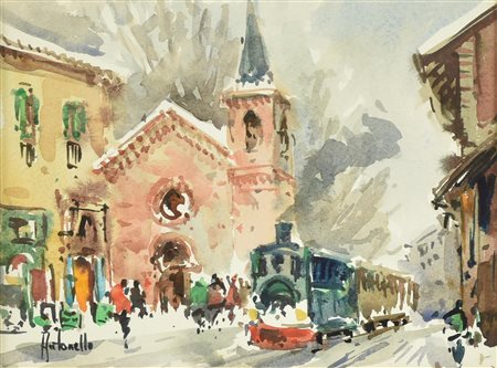 Antonello Zecca IL GAMBADELEGN A CASCINA OLONA acquarello su cartoncino, cm...