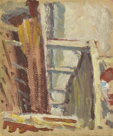 Enrico Allimandi LO STABILIMENTO BALNEARE olio su cartone, 16x18 cm eseguito...