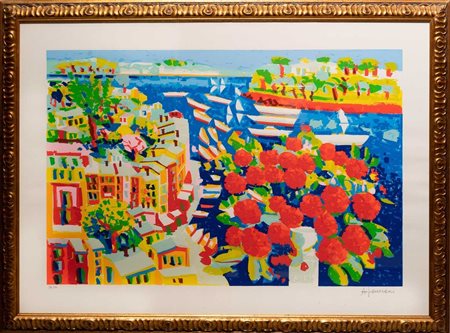 Athos Faccincani (Peschiera del Garda 1951), Stampa con paesaggio costiero