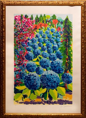 Athos Faccincani (Peschiera del Garda 1951), Stampa con alberi e fiori