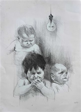 Giovanni Cappelli (Cesena 1923 - Milano 1994), Studio di tre bambini