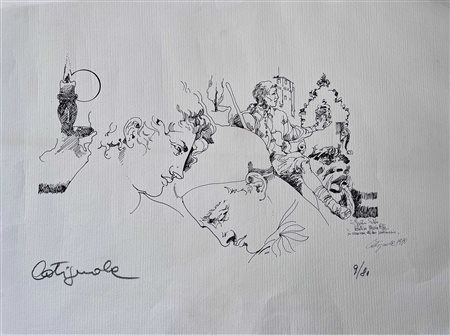 Nello Galvani detto Cotignola, Stampa con studio di figure