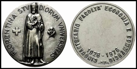 FIRENZE. Florentina Stvdiorvm Vniversitas. Medaglia Cinquantenario Facoltà Economia e Commercio 1926-1976. Ag (17,28 g - 35,4 mm)