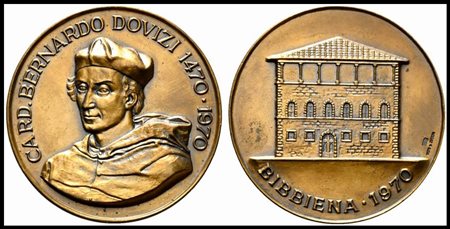  BIBBIENA. Medaglia 1970 Cardinal Bernardo Dovizi. AE (118 g - 60 mm).