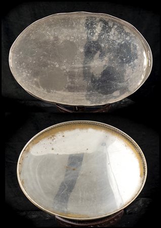  Due vassoi inglesi in metallo argentato, XX secolo