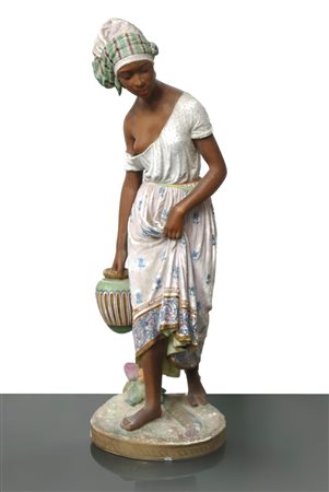 Donna africana con vestito bianco e brocca, 20th century