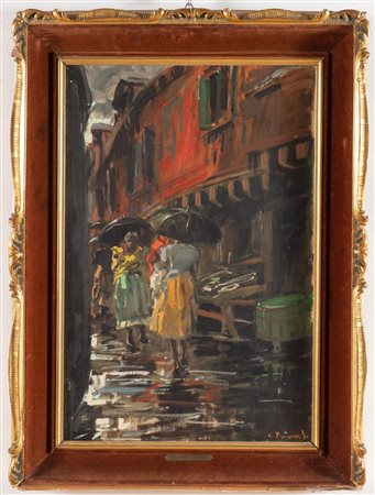 Cosimo Privato (Venezia 1899 – 1971), “Temporale a Venezia”.