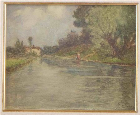 Giovanni Secchi (Bologna 1876 - Darfo 1950), “Al fiume”.