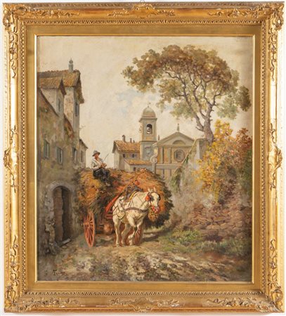 Artista del XIX-XX secolo, “Contadino sul calesse”.