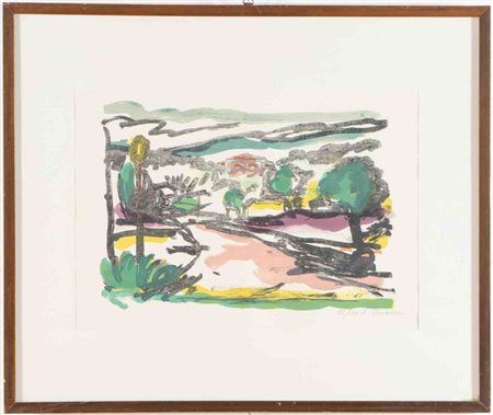 Luigi Bartolini (Cupramontana 1892 – Roma 1963), “Paesaggio”, 1962.