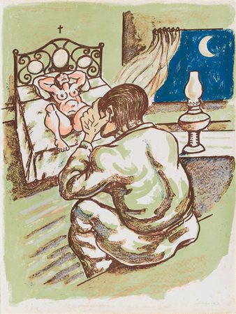 Giuseppe Migneco (Messina 1903 - Milano 1997), “La notte”.