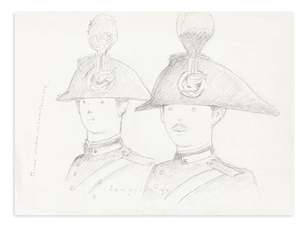 ENRICO LONGFILS (1914-1992) - Primo studio di carabiniere, 1990