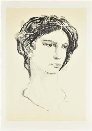 Pietro Annigoni RITRATTO litografia su carta, cm 70x50; es. 100/100 firma e...