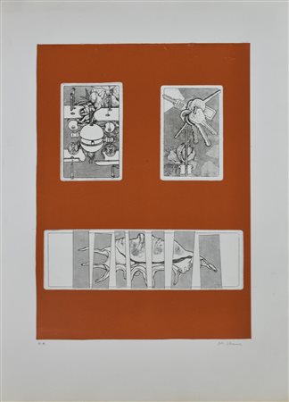 Mauro Chessa CARTE DA GIOCO incisione su carta, battuta cm 50x35, su foglio...